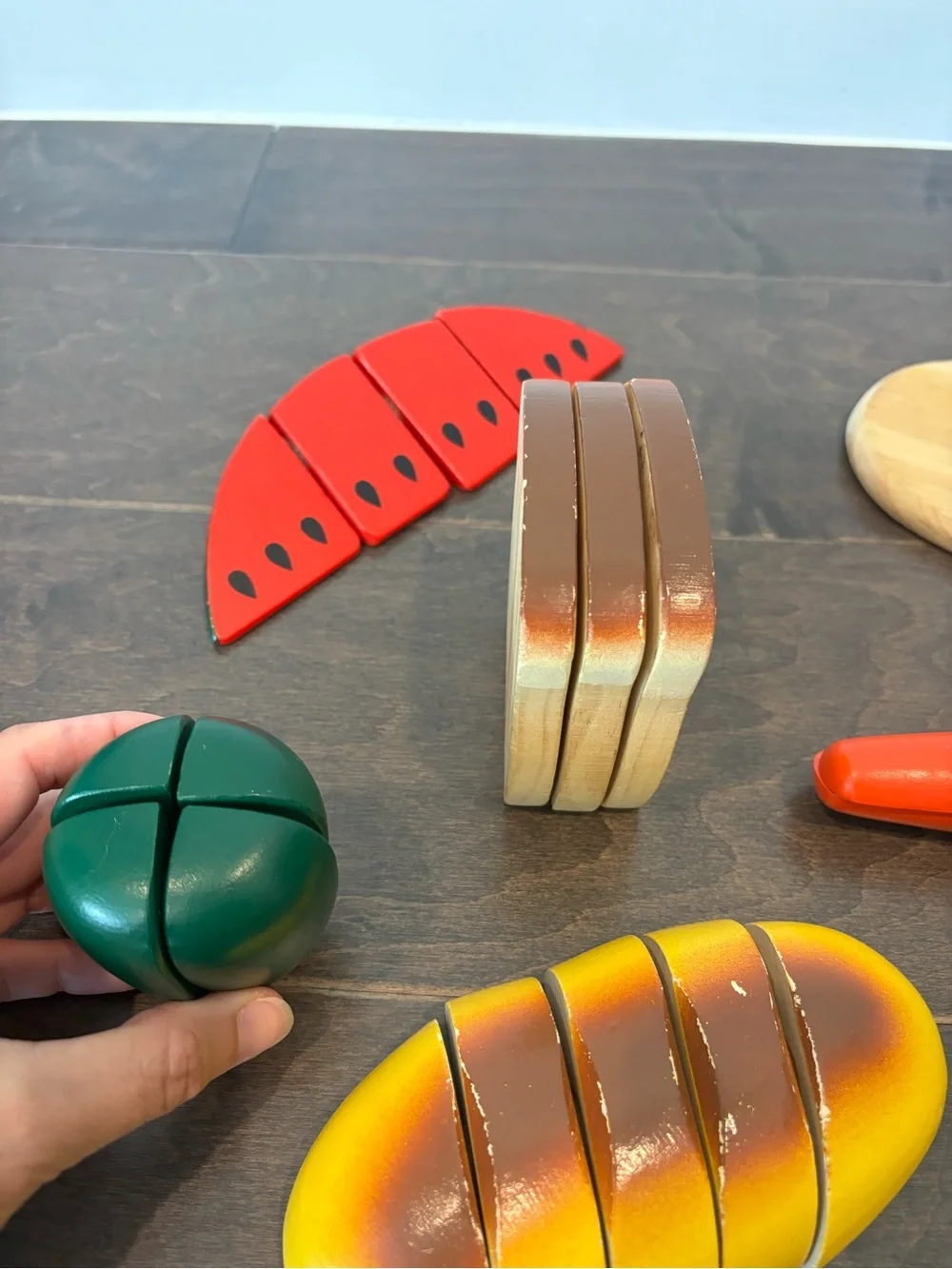 Melissa & Doug Wooden Play Food Set in Red, Green, Yellow, Orange, Natural Wood